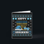 Cartão Natal Hanukkah Ugly Pajama Santa Hat Chanukah<br><div class="desc">Natal Hanukkah Ugly Pajama Santa Hat Chanukah Dreidel</div>