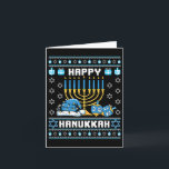 Cartão Natal Hanukkah Ugly Pajama Santa Hat Chanukah<br><div class="desc">Natal Hanukkah Ugly Pajama Santa Hat Chanukah Dreidel</div>
