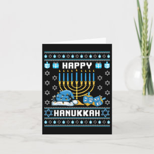 Cartão Natal Hanukkah Ugly Pajama Santa Hat Chanukah