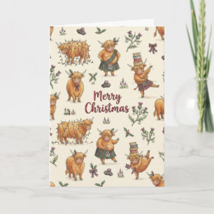 Cartão Natal Humorístico da Vaca das Terras Altas