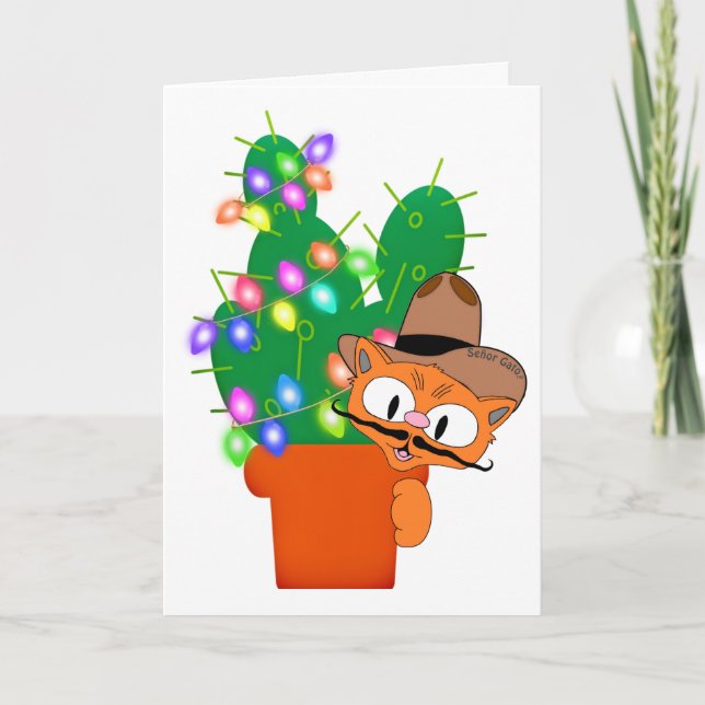 Cartão Natal Humorístico de Vaqueiro Gato (Frente)
