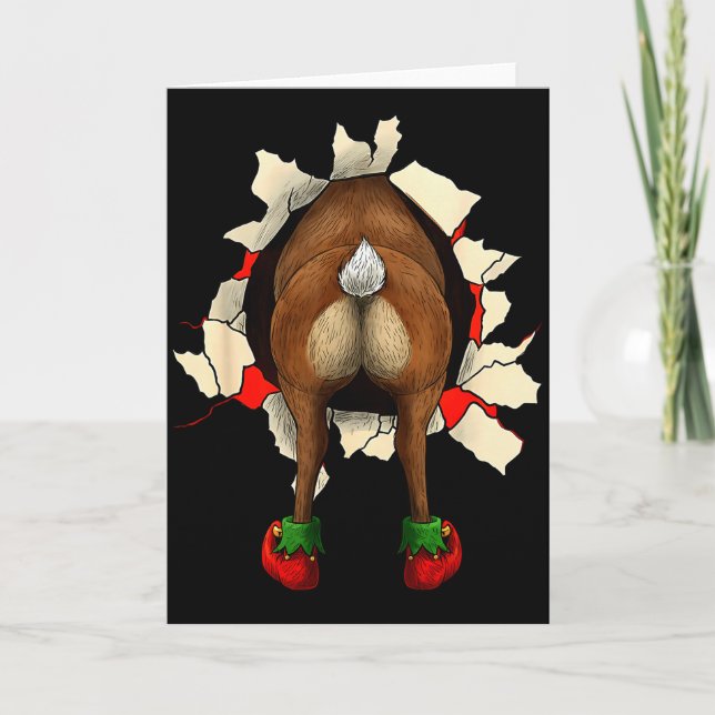 Cartão Natal inovador com bunda de rena fofa (Frente)