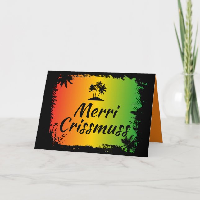 Cartão Natal Jamaicano Rasta Tropical (Frente)