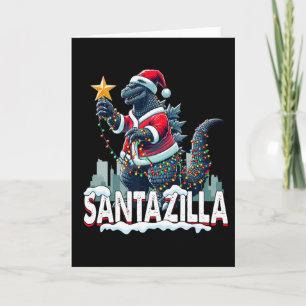 Cartão Natal Kaiju Santazilla Monstro Japonês Dinossa
