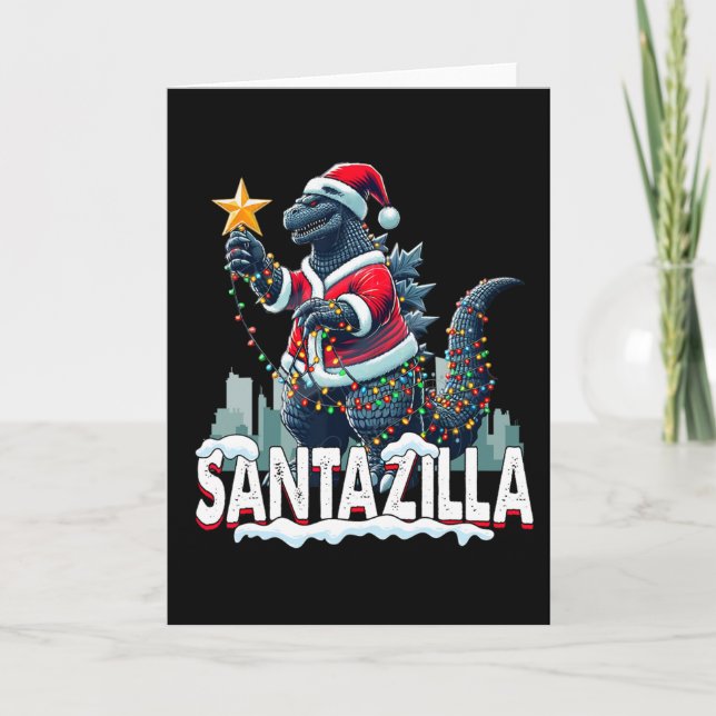 Cartão Natal Kaiju Santazilla Monstro Japonês Dinossa (Frente)