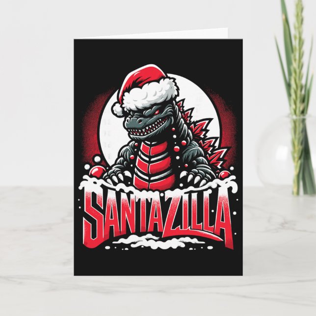 Cartão Natal Kaiju Santazilla Monstro Japonês Dinossa (Frente)