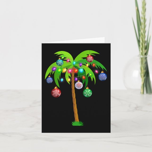 Cartão Natal Lights Palm Tree Fun Hawaii Beach Tropic (Frente)