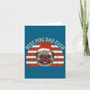 Cartão Natal Masculino Retro Vintage Cachorro Pug Pai Sem
