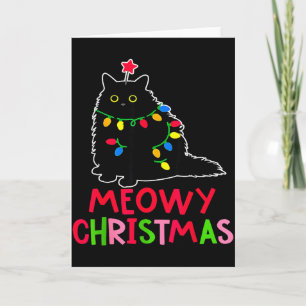 Cartão Natal Meowy Luzes de Natal Roupas de dormir de Gat