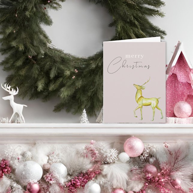 Cartão Natal Minimalista Moderno Rena Dourada  (Criador carregado)