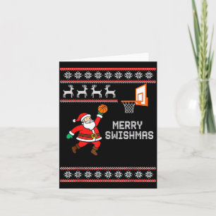 Cartão Natal Mínimo Feliz Swishmas Basquete Feio