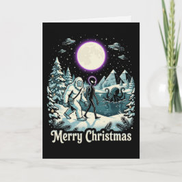 Cartão Natal Misterioso de Bigfoot Alien Criptoide Feriad