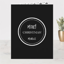 Cartão Natal Moderno Preto e Branco Personalizado