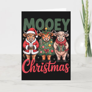 Cartão Natal Mooey Design Divertido de Vaca das Terras Al
