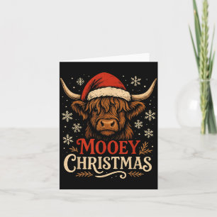Cartão Natal Mooey Vaca das Terras Altas do Chapéu Divert