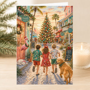 Cartão Natal na Praia Cidade Litorânea Feliz Natal