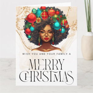Cartão Natal Negro Sista Melanin Rainha Xmas