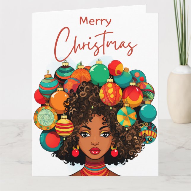 Cartão Natal Negro Sista Melanin Rainha Xmas (Frente)