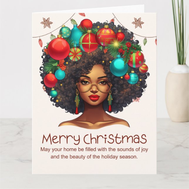 Cartão Natal Negro Sista Melanin Rainha Xmas (Frente)