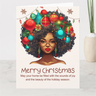 Cartão Natal Negro Sista Melanin Rainha Xmas