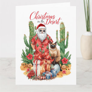 Cartão Natal no Arizona com Papai Noel e Cacto