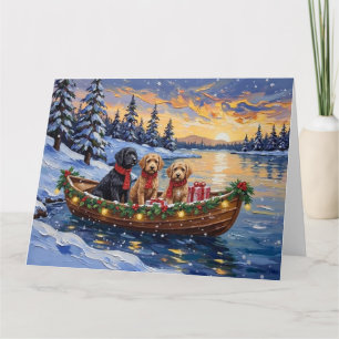 Cartão Natal no Barco do Bernedoodle