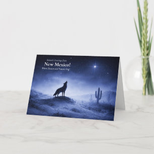 Cartão Natal no Novo México Feliz Natal Coyote Estrela