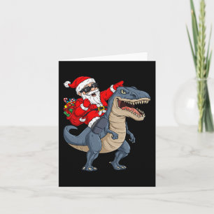 Cartão Natal Papai Noel Andando Dinossauro T Rex Boys K