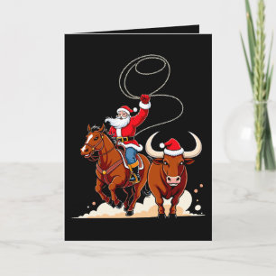 Cartão Natal Papai Noel Cowboy Laço Touro Rodeio