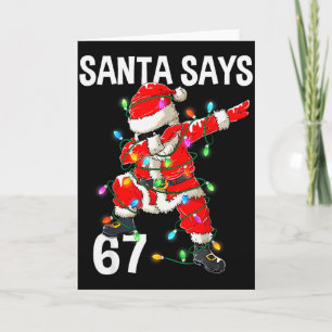 Cartão Natal Papai Noel Diz 67 Seis Sete Meme Engraçado F