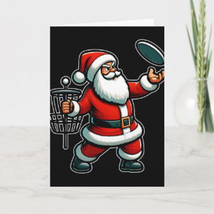 Cartão Natal Papai Noel Jogando Disc Golf Pijama Xma