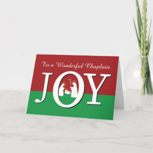 Cartão Natal para Chaplain JOY em Vermelho e Verde