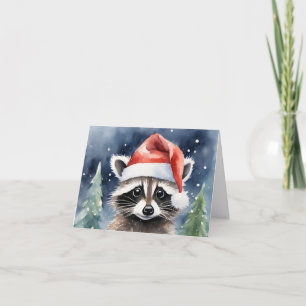 Cartão Natal para Papais noeis Raccoon