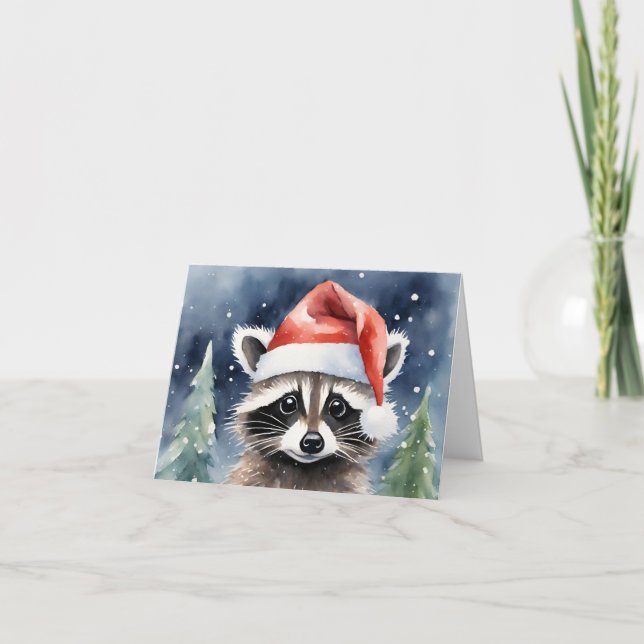Cartão Natal para Papais noeis Raccoon (Frente)