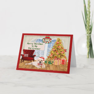 Cartão Natal para Pet Groomer com Laboratório