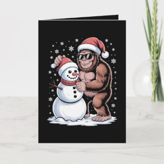 Cartão Natal Pé Grande Sasquatch Boneco de Neve Chapéu do