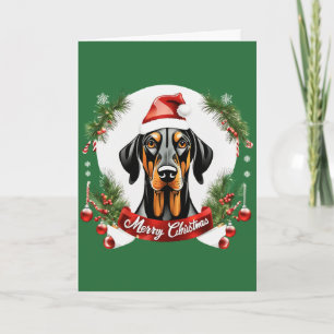 Cartão Natal Personalizado Cachorro Doberman Feliz Natal