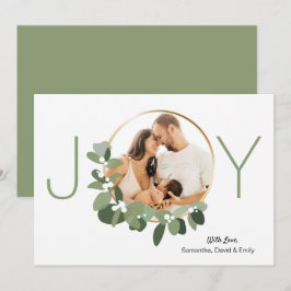 Cartão Natal personalizado da alegria de Wreath minimalis