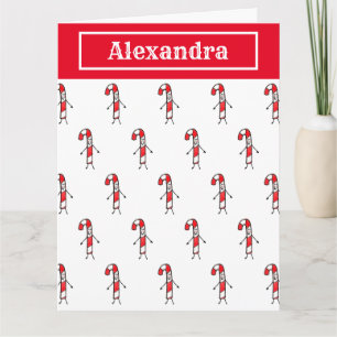 Cartão Natal personalizado de canas candi