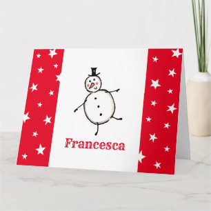 Cartão Natal personalizado do boneco de neve