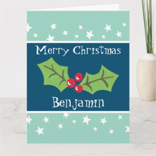 Cartão Natal Personalizado Holly & Berries