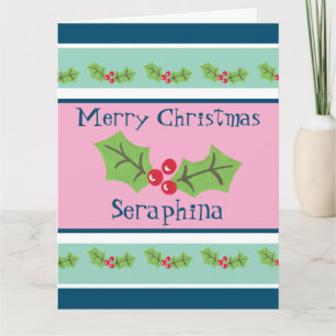 Cartão Natal Personalizado Holly & Berries