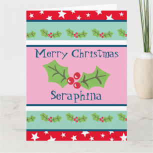 Cartão Natal Personalizado Holly & Berries
