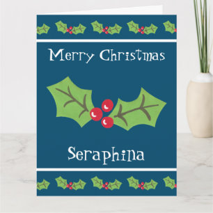Cartão Natal Personalizado Holly & Berries