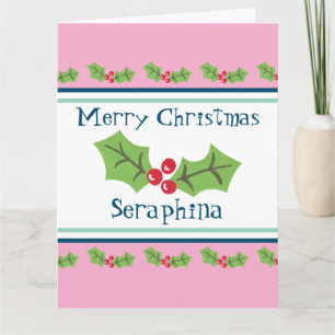 Cartão Natal Personalizado Holly & Berries