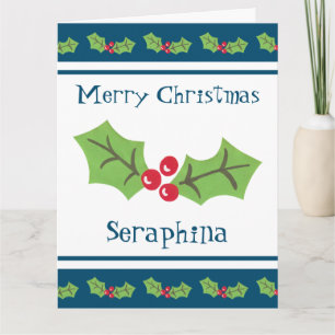 Cartão Natal Personalizado Holly & Berries