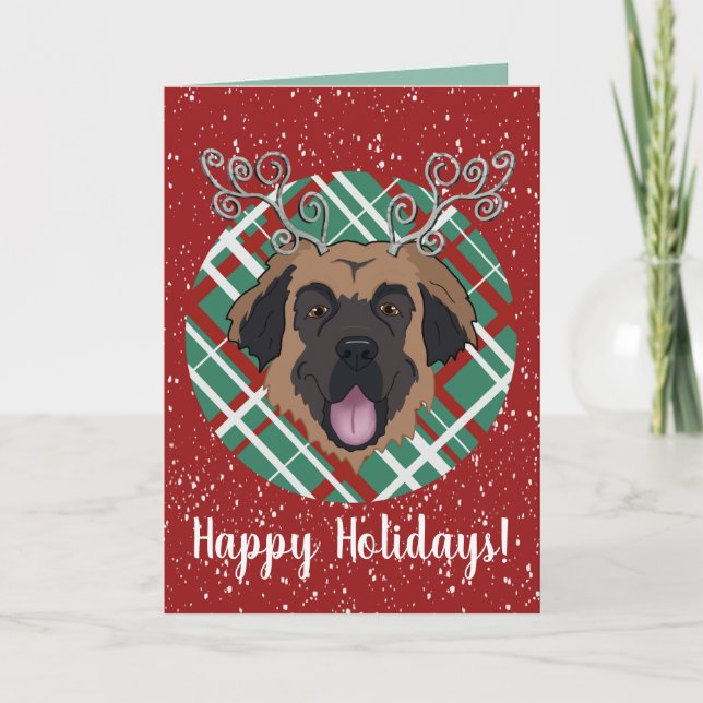 Cartão Natal Personalizável Leonberger (Frente)