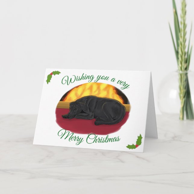 Cartão Natal preto de Labrador (Frente)
