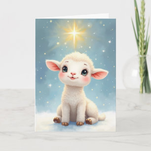 Cartão Natal Religioso O Leão e o Cordeiro e Estrela