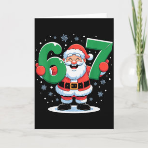 Cartão Natal retrô 67 meme engraçado Papai Noel seis sete